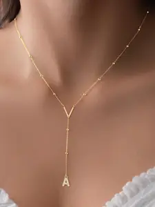 Women's Elegant Stainless Steel Necklace, Zirconia Initial Pendant Chain, Fashion Jewelry for All Seasons