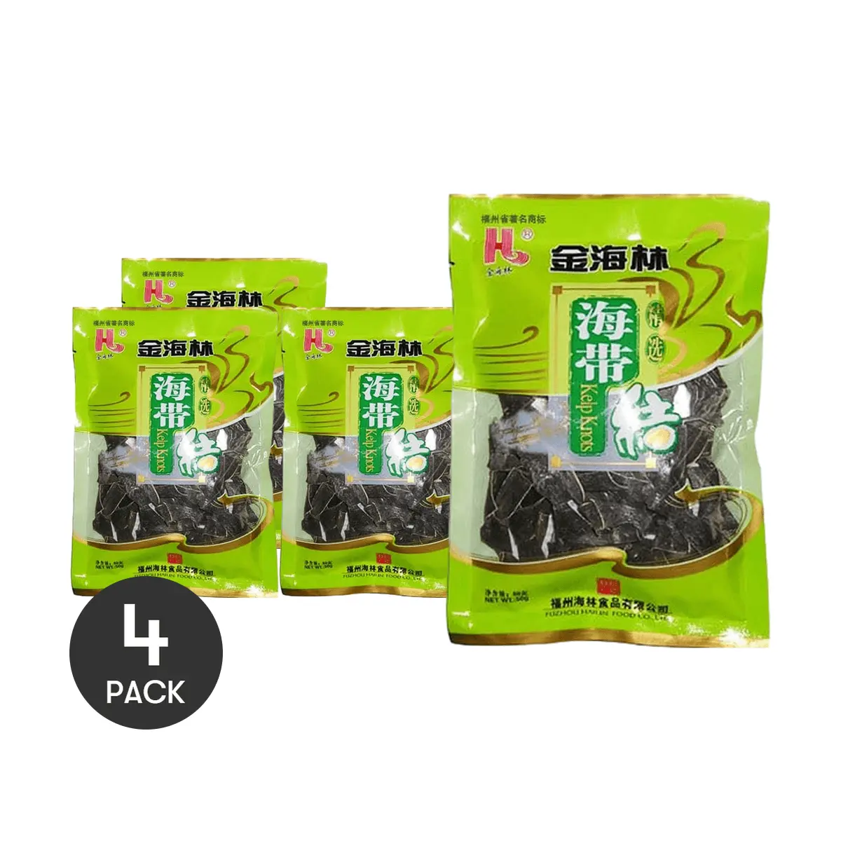 4 Pack Dried Seaweed Knots 1.76oz Each - Chinese Kelp Snack, Ready to Cook, Hot Pot & Salad Ingredient