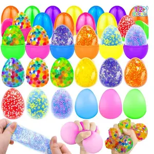 12‑Pack Easter Eggs with Toys – Filled Squishy Stress Balls & Fidget Toys for Kids, Toddlers Easter Basket Stuffers, Party Favors, Classroom Prizes & Gifts