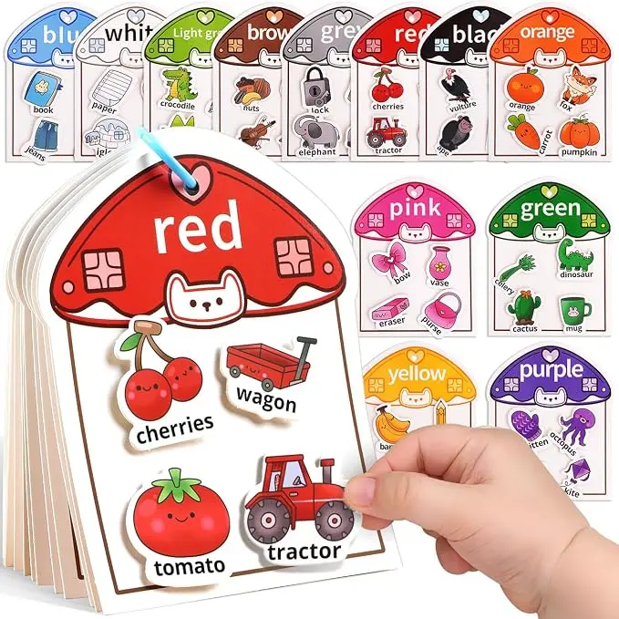 Busy Book Color Sorting Toys for Toddlers 2-4, Educational Preschool Learning Activities for Kids, Sensory Fine Motor Matching Games for 3 Year Old Boys Girls Gifts