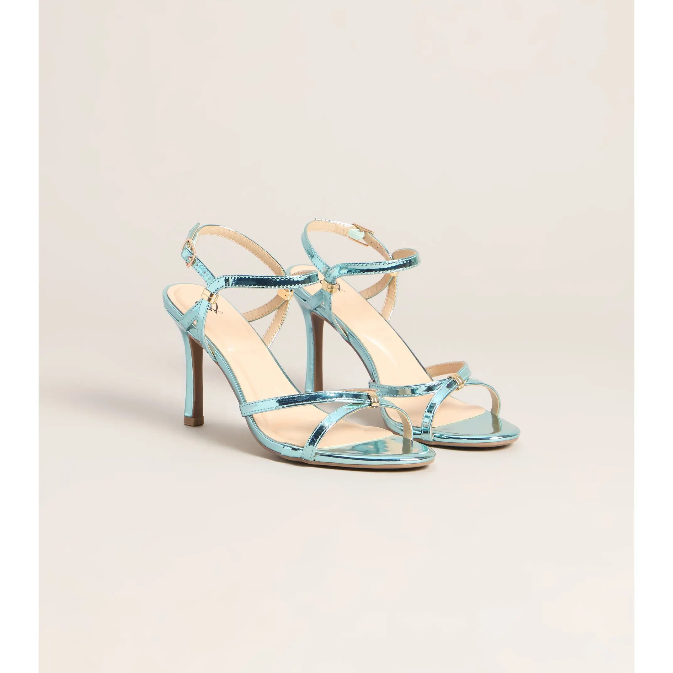 Liquid Shine Strappy Stiletto Heels