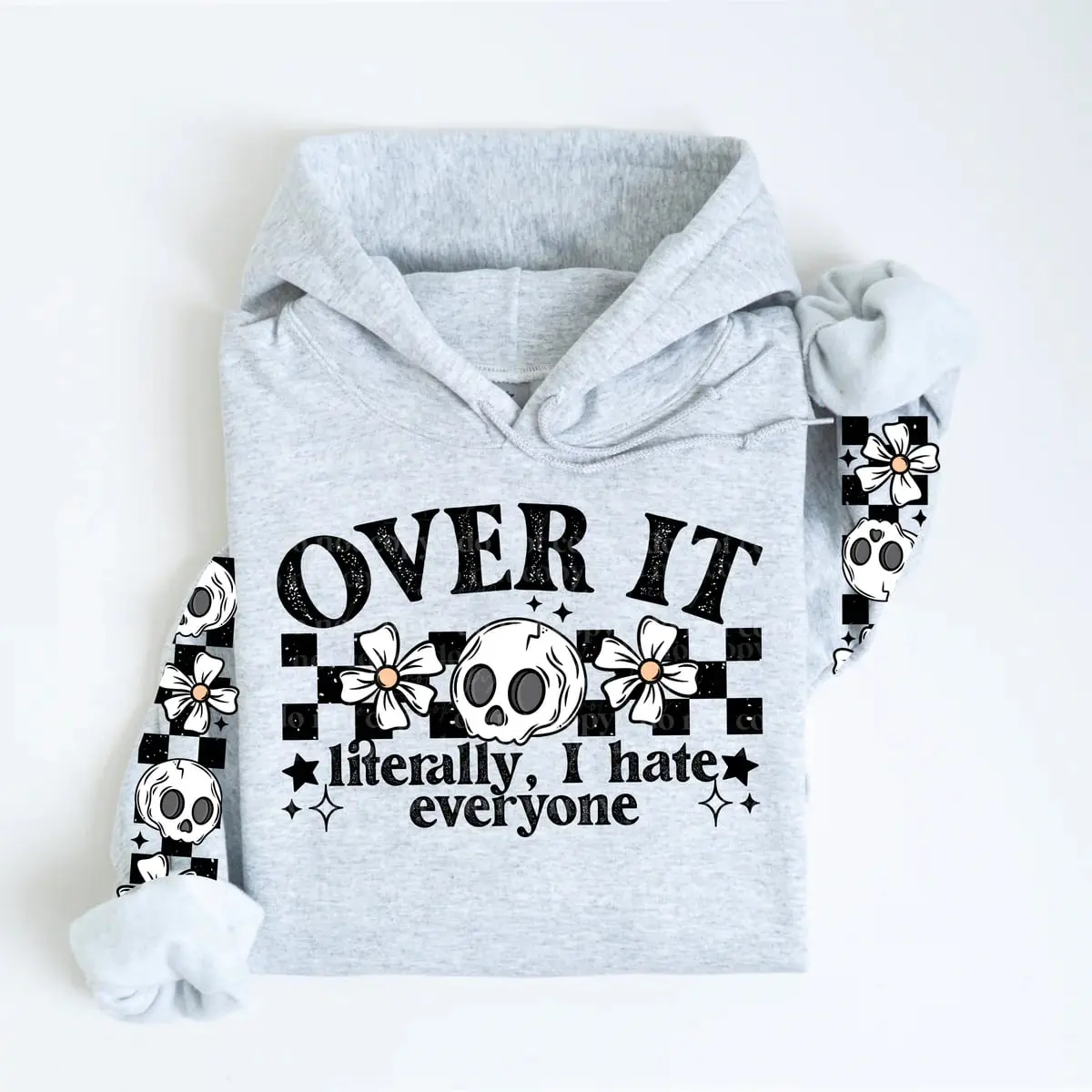 Over It I Hate Everyone Cute Womens Graphic Hoodie