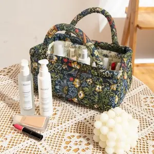 Mini Desktop Storage Basket, Floral Style Organizer Bag, Stationery Organizer, Ideal for Desk Organization, Compact Office Supplies Rack, Home Decor Accessory