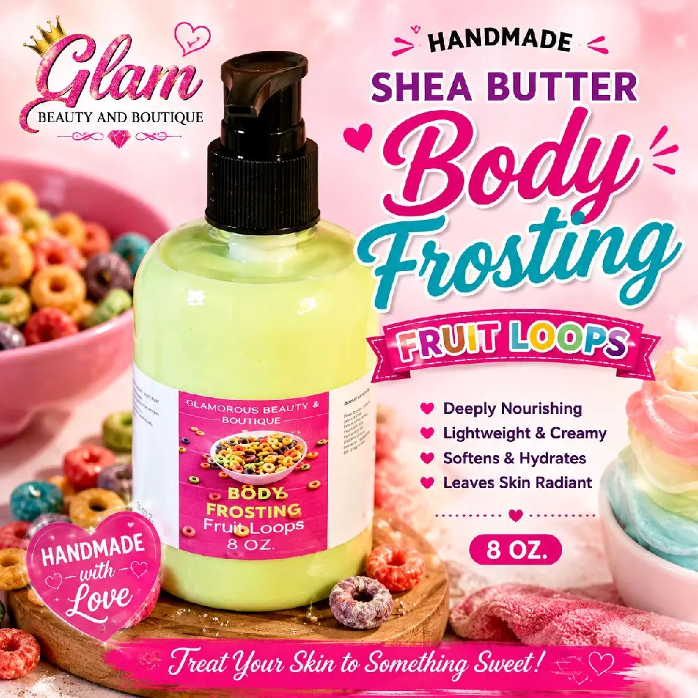 Full Body Lotion Fruit Loops Whipped Shea Butter Moisturizer. Handmade Shea Butter Body Frosting. All Natural Hand and Body Lotion 8 oz daily moisturizer lotions