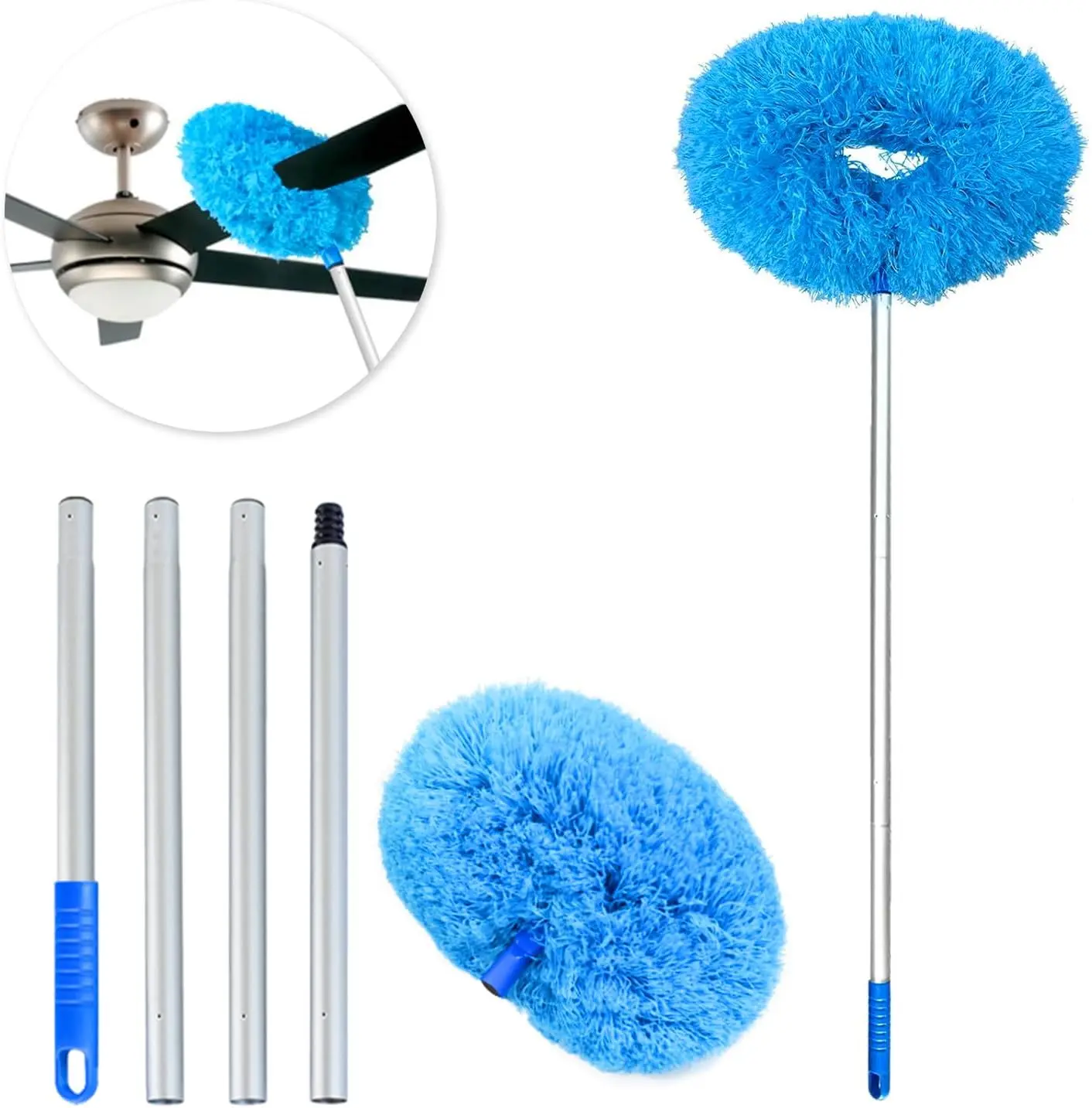 Telescopic Microfiber Ceiling Fan Duster Brush, for daily home cobweb tidying and RV interior dusting, reusable lightweight dust cleaner, effortless high place cleaning tool