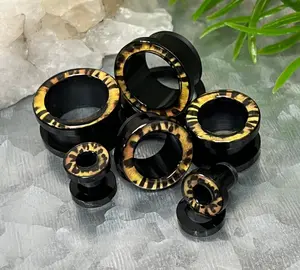 PAIR of Unique Leopard Print Acrylic Screw Fit Tunnel Plugs - Gauges 2g (6mm) thru 5/8" (16mm)