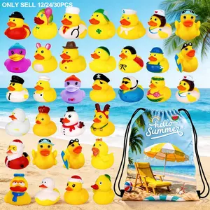Beach Party Duck Figurines in Various Styles, Portable Exclusive Storage Bag, Suitable for Holiday Parties, Birthday Party Favors, and Gatherings, Summer, Graduation Season, and Holiday Paift Bag Fillers