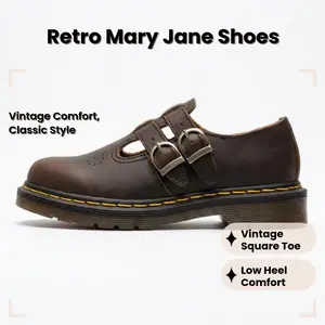 Women's Retro Mary Jane Shoes Double-Buckle Low-Top British Fashion Style Comfortable Stylish DailyWear Classic British Look outdoorfun