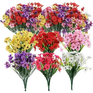 12 PCS Artificial Flowers Outdoor,Fake Flowers,Faux Flowers,Faux Artificial Plants Shrubs Bulk,Artificial Plants for Home Garden Wedding Farmhouse Porch Window Decoration (Mix 6 colors)