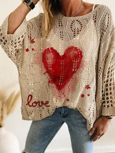 Women's Ombre Knit Top, Casual Loose-Fitting Long Sleeve Design, Perfect for Spring & Summer Wear, Ideal for Daily Heart