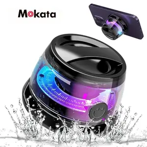 MOKATA G300 Adhesive Magnetic Bluetooth Audio Speaker - Speaker Bluetooth Portable, Beat-Sync, Cable-Free, Battery-Powered, RGB Lights, Waterproof for Shower, Camping, Beat-Sync Speakers