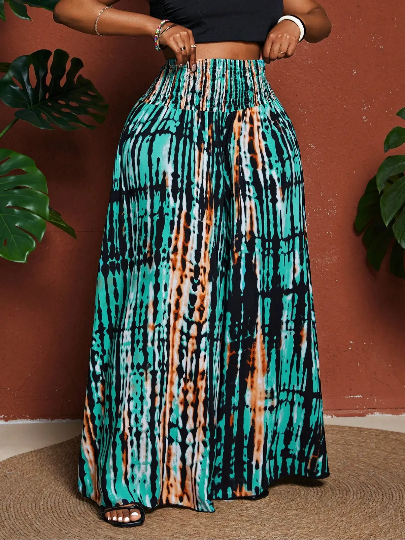 Plus Size Loose-Fit Vacation Pants, Bohemian Style Pants, Comfortable Casual Wear for Women & Men, Perfect for Travel & Daily Use, Tie-Dye Pattern