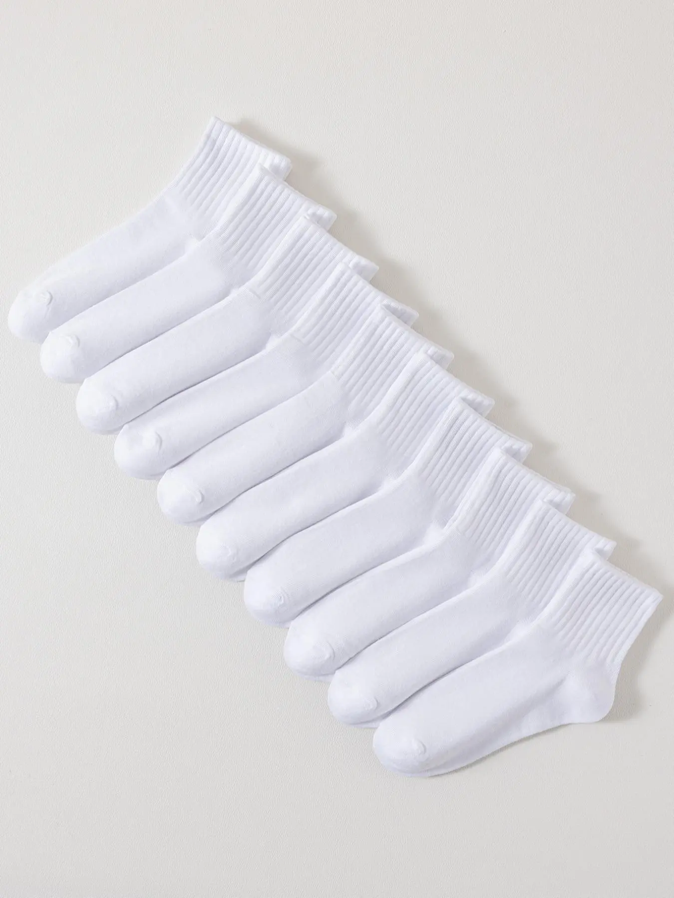 Women's 10 Pairs Solid Crew Socks, Fashion Casual Basic Minimalist Cozy Mid-calf Socks for Daily Wear, Women's Casual Comfy Socks & Hosiery, Polyester Socks for Spring Fall, Womenswear, Soft Socks