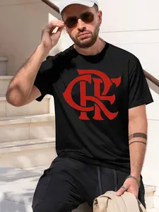 Flamengo Sports Club 2026 new model Black/White Tee Stylish & Comfortable Loose Crew Neck Short Sleeve T-shirts Versatile On Trend Eye Catching Printed Graphic Casual Tee for Daily Wear Outings &