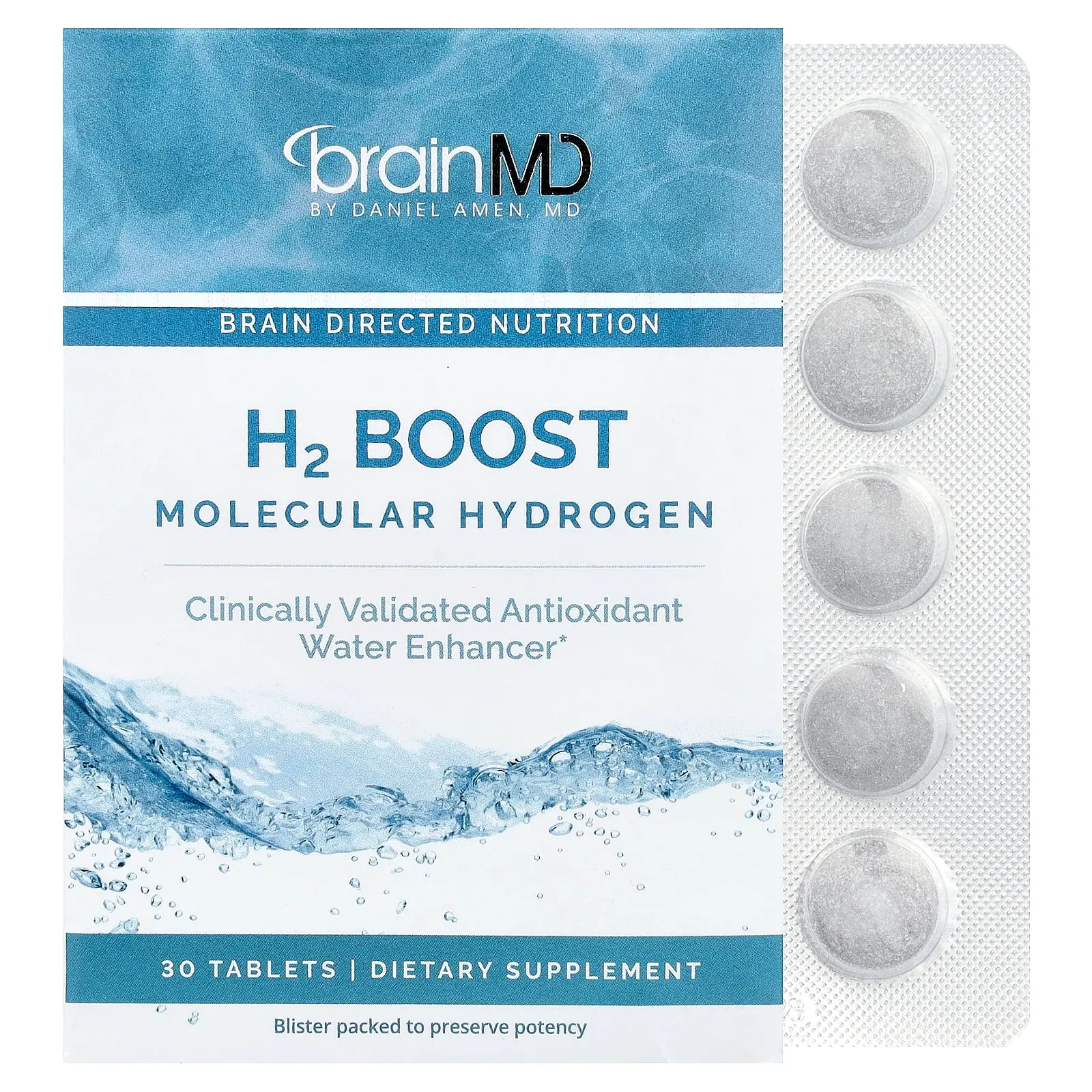 BrainMD H2 Boost Molecular Hydrogen, 30 Tablets (80 mg per Tablet)
