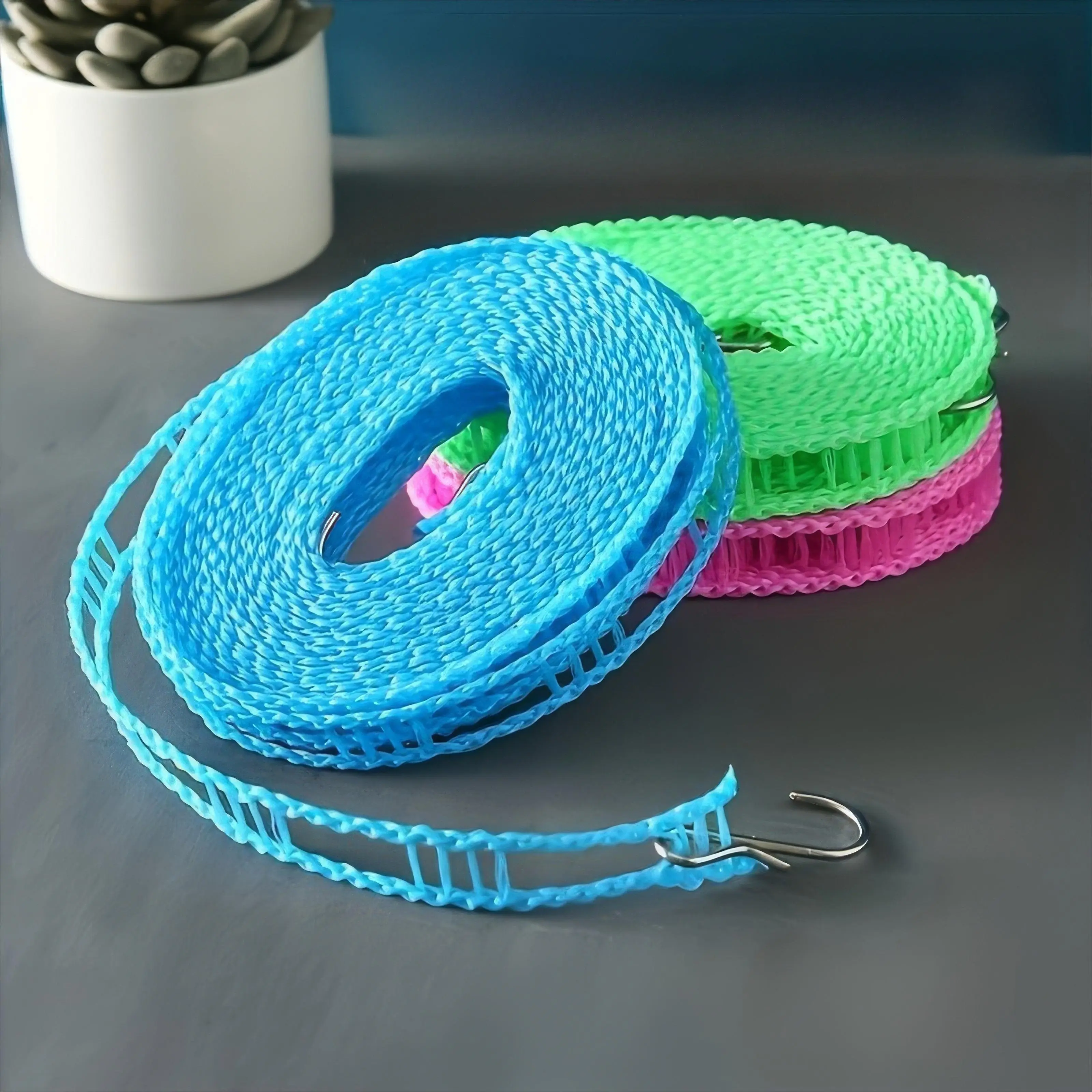 1/2/3-Piece Plastic Portable Clothesline Set (Laundry Drying Rack) - Blue, Anti-Slip, Windproof, Durable, Heavy Fabric Ready, Adjusts to Spaces, Flexible Fit for Small Spaces, Indoor/Outdoor Dormitory Home Supplies, Flexible Fit Adapts To Small Spaces