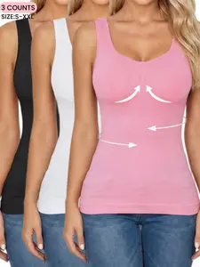 Women's Seamless Shapewear Tank Top Sleeveless, Comfortable Fitted Vest,Breathable Basic Tank, Daily Wear, All Seasons Underwear