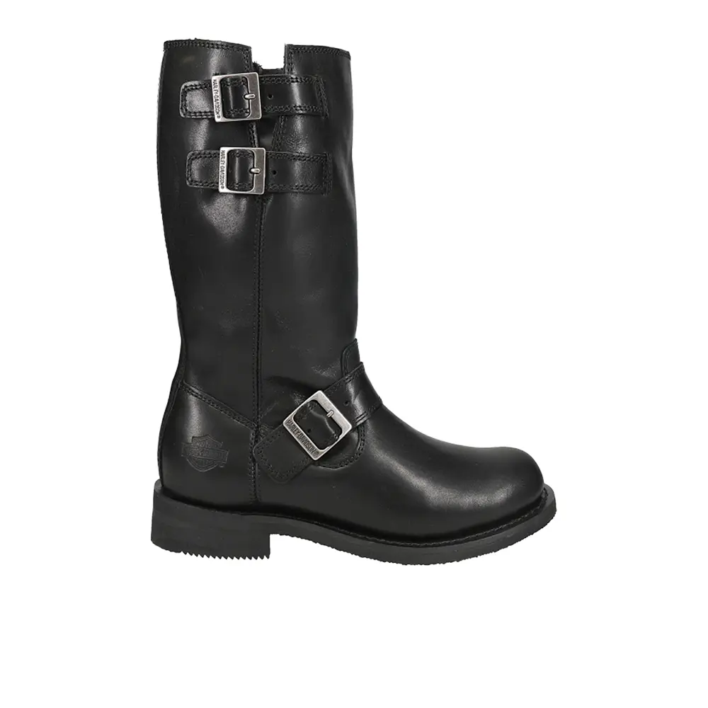 Harley-Davidson Womens Barlyn Motorcycle Casual Boots Mid Calf Low Heel 1-2" - Black