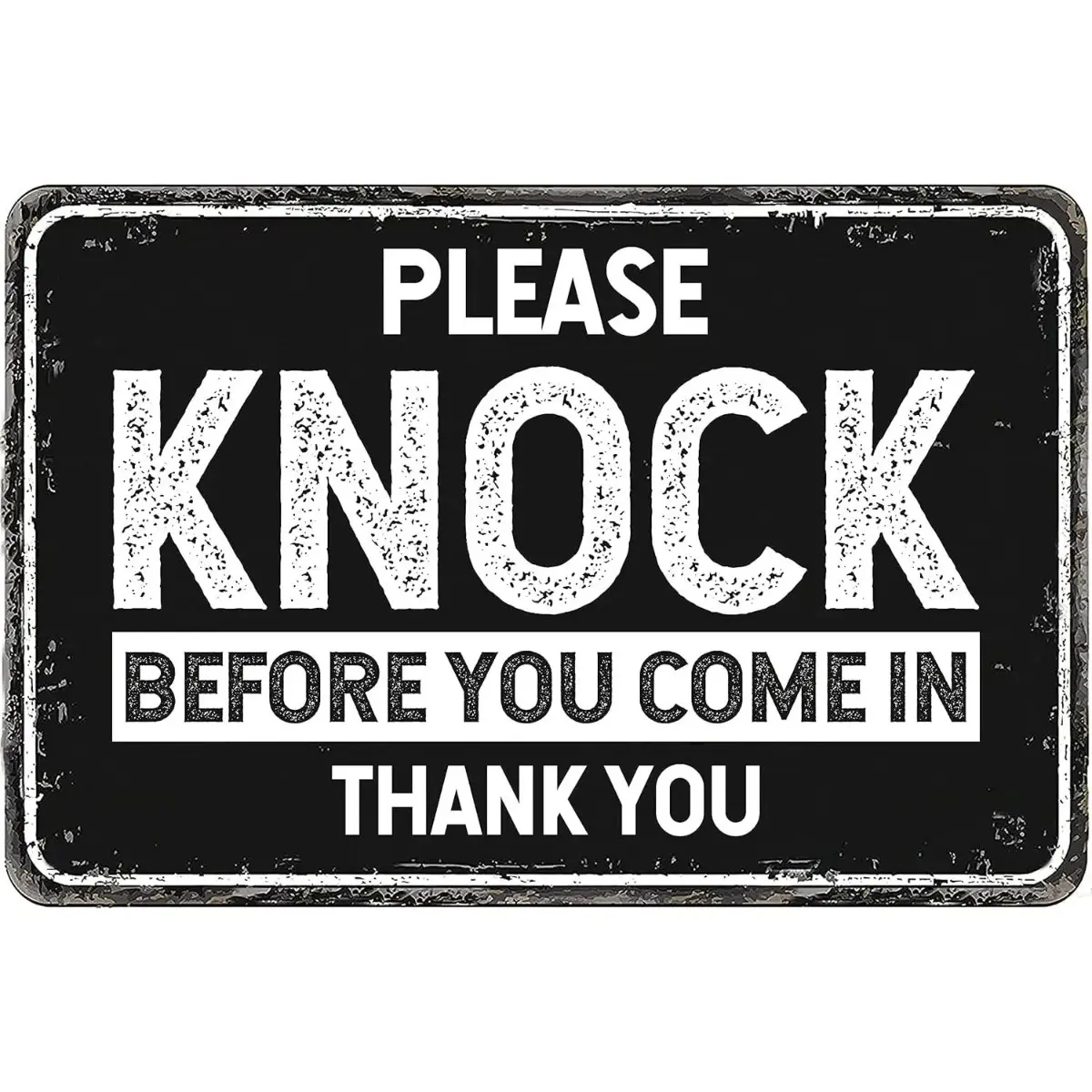 "Please Knock Before You Come In" Lightweight Vintage Metal Tin Sign - Print Hanging Signage, Rustic Vintage Plaque Decoration for Home, Office Wall Art Sign Yard Sign
