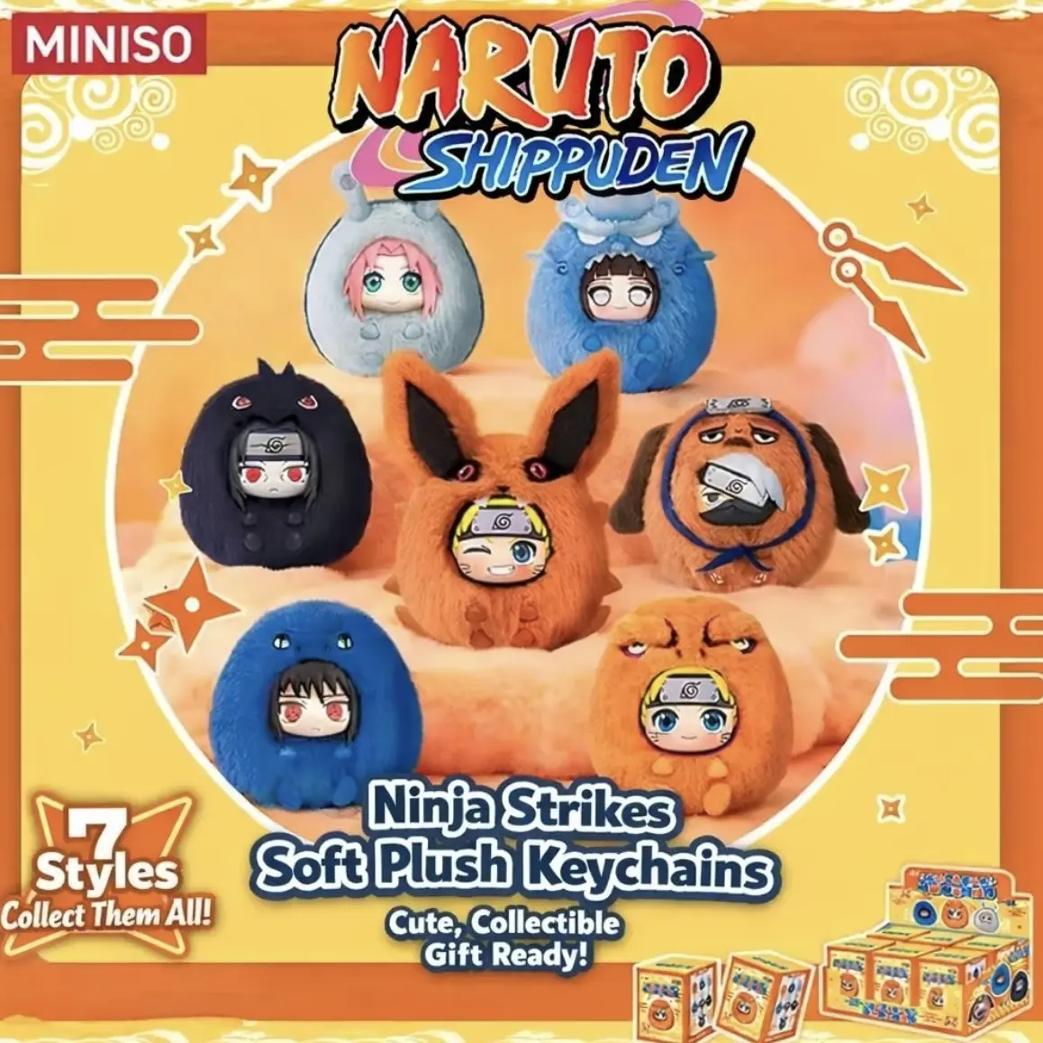 MINISO Naruto Shippuden Series Plushies Pendant Surprise Blind Box with Fluffy, Mini Anime Merch Collectible Keychains, Perfect Cute Gift for Fans Valentine Gift for Girlfriends