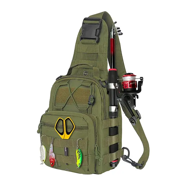 Waterproof 900D Oxford Fishing Tackle Bag for Anglers, Compact Sling Backpack with 4-Way Carry for Outdoor Hiking & Travel, Fishing Supplies, Outdoor Gadgets