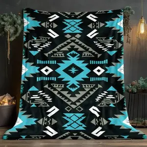 【MECE】1pc Aztec pattern Blanket-Lightweight Home Furnishings Bedding Blanket 280gsm,Beds-Soft and Warm Fabric Digital Printed Blanket, Cute Blanket, Interesting Blanket,Suitable for Sofas Beds Travel Camping Living Rooms Offices Sofas Chairs,summervibes
