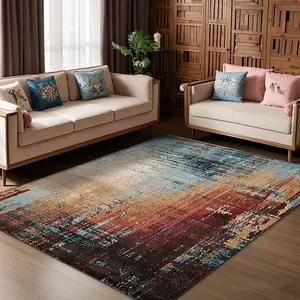 Velvet Soft Comfortable Home Rug, Decorative Area Rug, Colorful Abstract Print, Holiday Decor Carpet for Hallway Living Room Bedroom Door Mat Indoor Outdoor Use