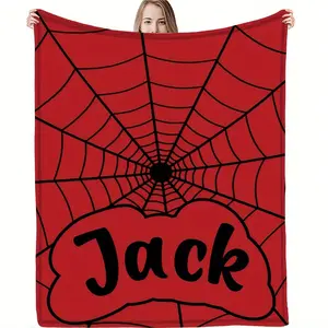 Customizable Spider-Man Inspired Red Web Print Cooling Blanket for Couch Bed, Lightweight Plush All Season Nap Blanket, Portable Travel Camping Car Office Throw Blanket, Durable Wrinkle Resistant Printed Blanket, Ideal Personalized Superhero Fan Gift