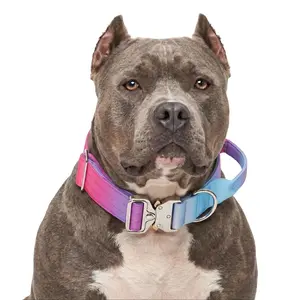 Magenta Heavy Duty K9 Dog Collar for Pitbull American Bully Escape Proof Rose Red Pet Gear with Metal Buckle Strong Control Handle Cushion Collar for Large Breeds No-Pull Gear for Heavy Pullers