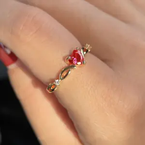 Red Heart Ring, Promise Ring, Valentine's Day Gift for Everyday Wear