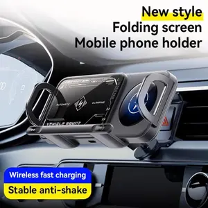 Wireless Charging Phone Holder Car Mount for Folding Screen/Universal Smartphone, 90° Rotating Car Mount Output Power 15W, Super Stable Air Vent Cell Phone Car Mount with Hook Clip, One Button Release for iPhone, Samsung, Google, and Other Smartphone auto