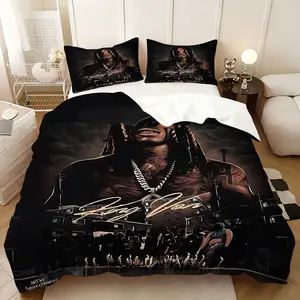 3Pcs,King Von Crazy three-piece bedding set, soft, comfortable and skin-friendly, universal in all seasons, bedding set, no pillow core, no quilt core, suitable for bedrooms, guest rooms - (1 quilt cover + 2 pillowcases)