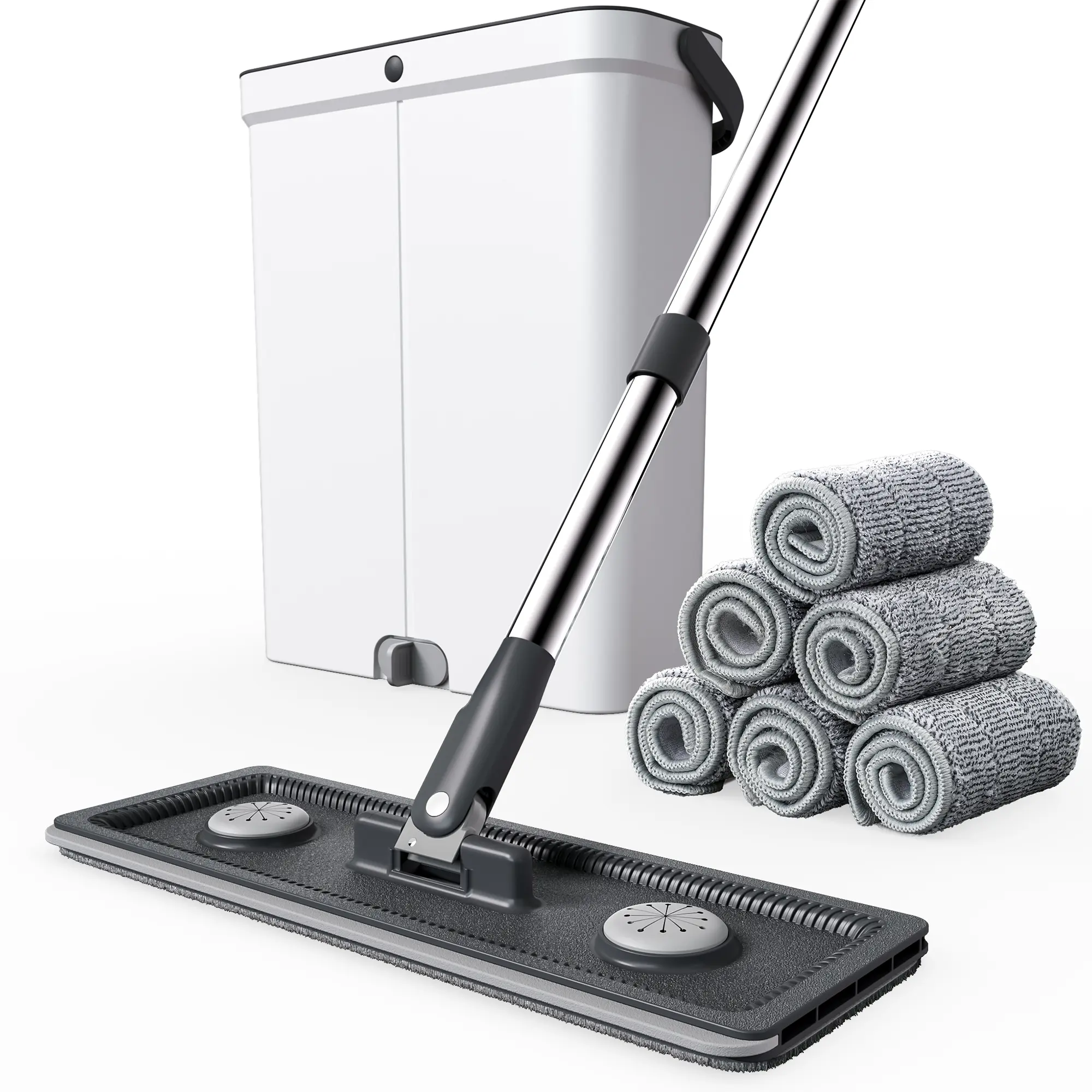 Joybos mop and bucket set,with 7 replaceable ultra-fine fiber cloth,  spin mop head, both dry and wet, saving space, suitable for cleaning various floors and windows Home Household Items Cleaner