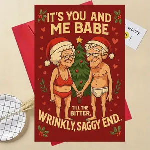 Funny Christmas Greeting Card, Perfect for Couples, Elders, Spouses, Anniversary Romantic Holiday Card, Long-Term Relationship Partners