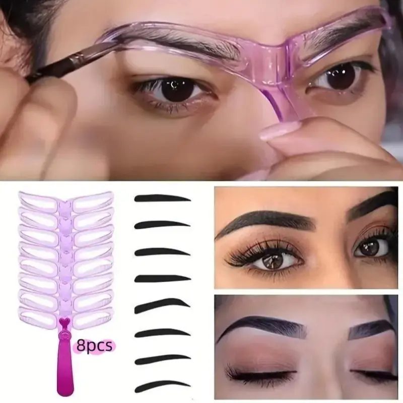 Reusable Eyebrow Template Set with Handle, Eyebrow Makeup Tool