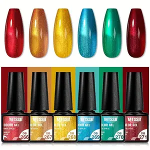 Metallic Color Gel Nail Polish Set, 6 Counts/set Mirror Effect Smooth Gorgeous Manicure Gel Varnish, Nail Care Products Nail Art Kit for Women & Girls