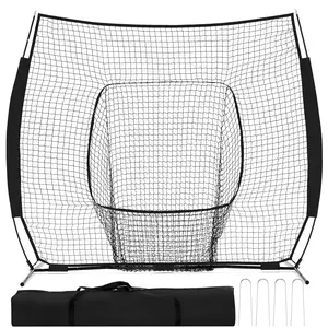 7 ft x 7 ft Baseball & Softball Practice Net with Bow Frame, Carry Bag & Strike Zone Target, for Hitting Pitching