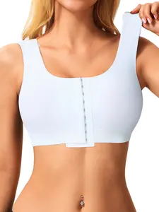 Women's Shapewear Bra, Underwear, Front Button Closure, Adjustable Straps, Soft Wide Bottom Band, Seamless Design, Post-Surgery Support, Minimalist
