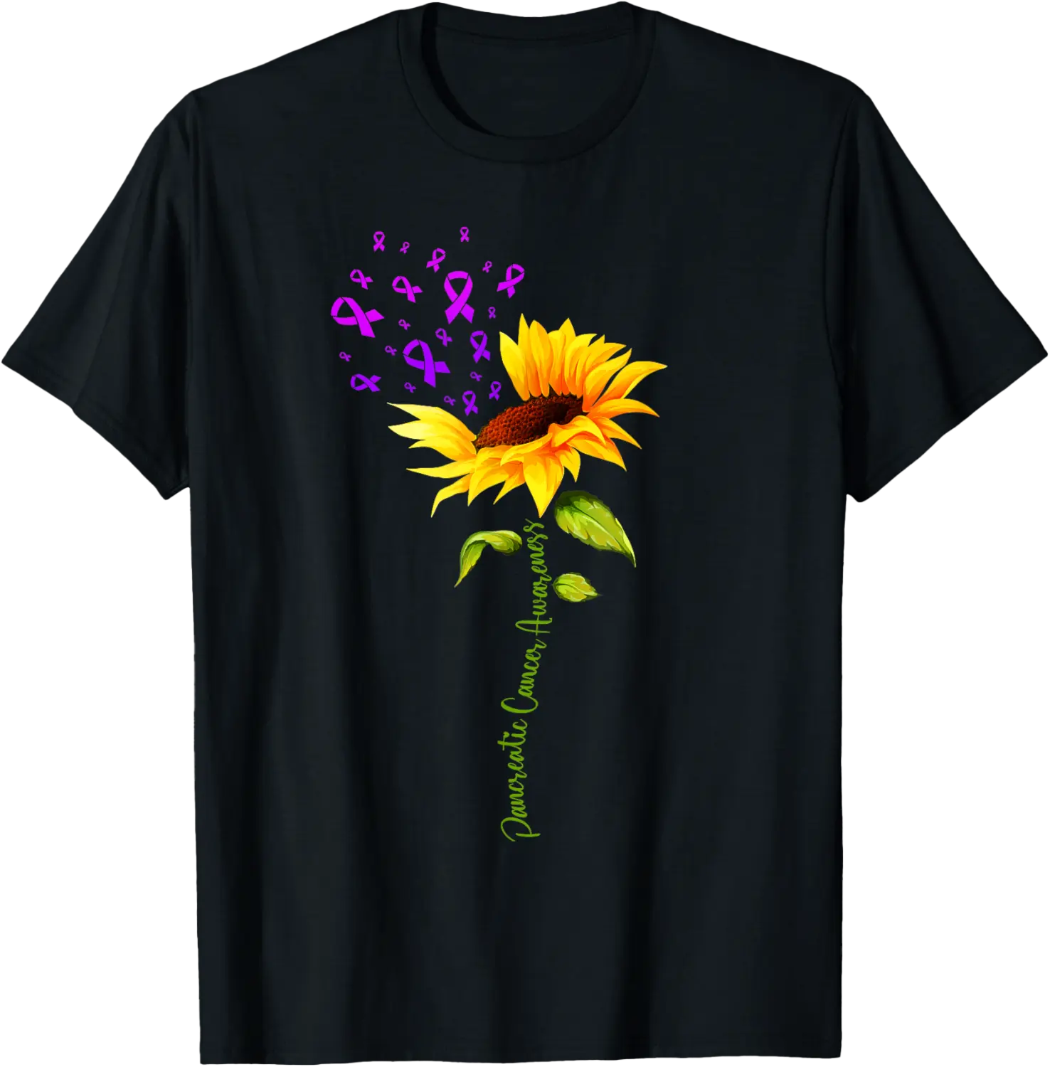 Sunflower Purple Ribbon Support T-Shirt - Nallelycor Shop 34B0DHWQZLD3