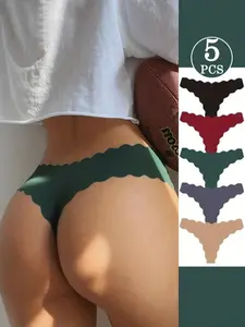 Women's Low Waist Seamless Thong Underwear, Ultra Soft Breathable Basic V-Cut Panties, Ideal for Fitness, Sports, Daily Wear, Multi Colors