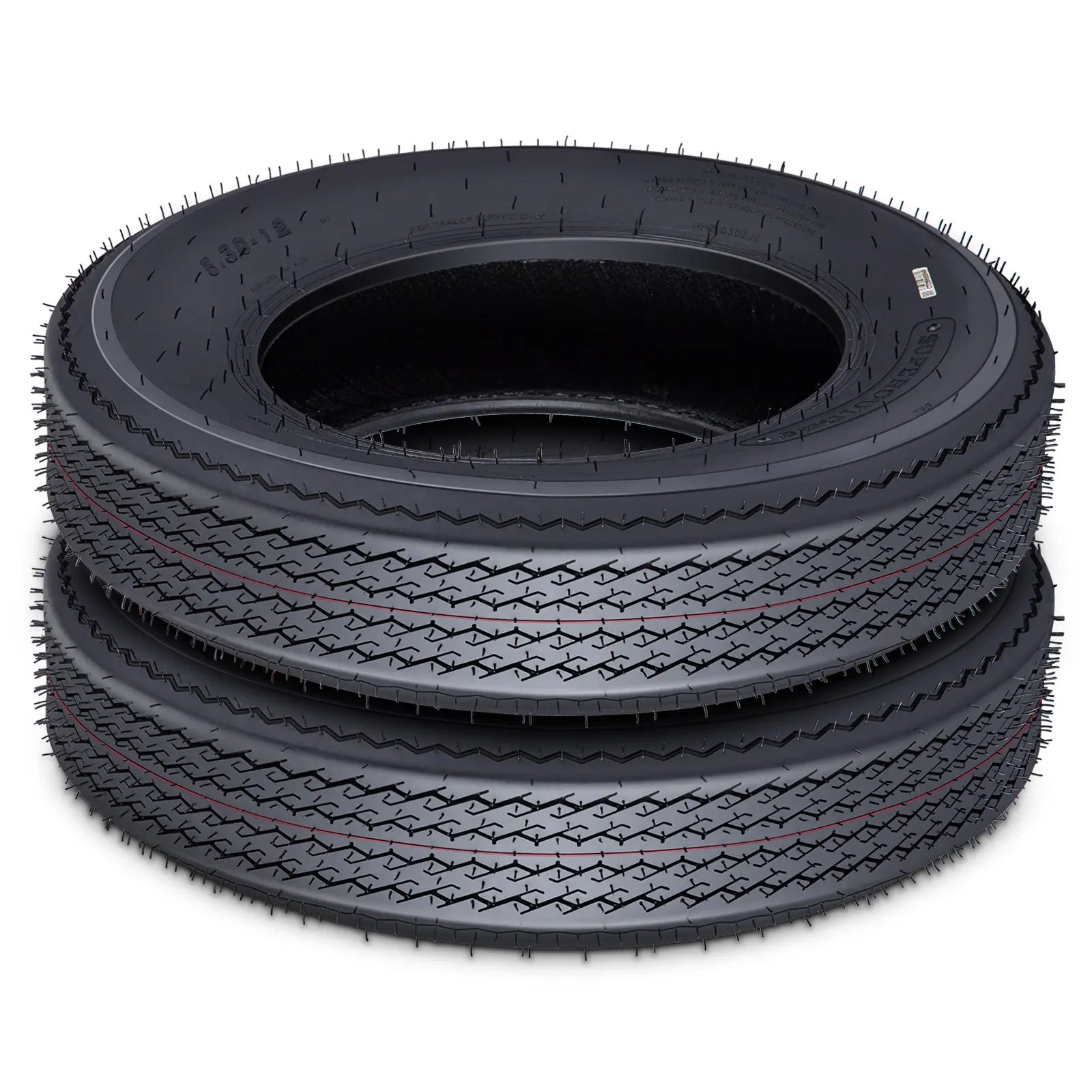 Heavy Duty All-Weather 5.30-12 6PR Radial Trailer Tires, 12-in Deep Tread, Load Range C, Safety & All-Weather Performance, Durable Replacement for Utility Trailers, Pack of 2 (Compatible with 4.80-8 6PR Fitments)