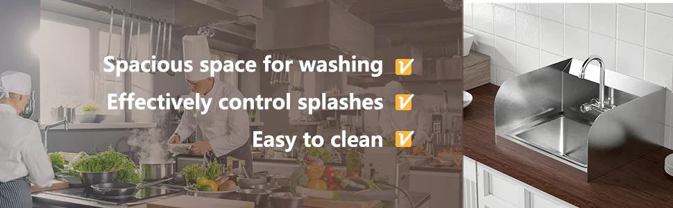 [FLASH SALE] ROVSUN 17" x 15" Wall Mount Stainless Steel Hand Wash Sink with Side Splash