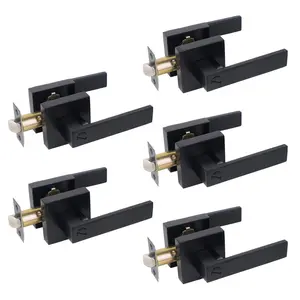 5pcs Matte Black Door Handle Heavy Duty Door Lever Privacy Door Lock Set Door Hardware, Left or Right Handing Door Handles, Interior Door Handle