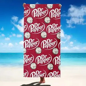 Dr Pepper Retro Soda Full Print Beach Towel Soft Ultra-Absorbent Microfiber Lightweight Travel Camping Accessories, Modern Design Various Sizes