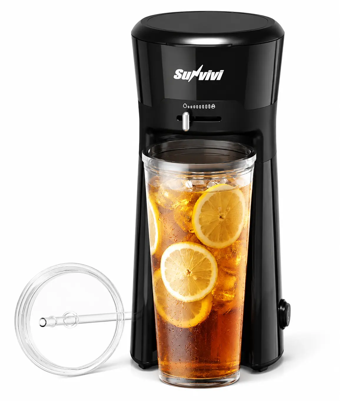 Sunvivi 20OZ Compact Single Serve Iced Coffee & Tea Maker - Cold/Iced Brewing Machine with Reusable Filter, Strength Control, Bold Setting for Home Office, Holiday Gift