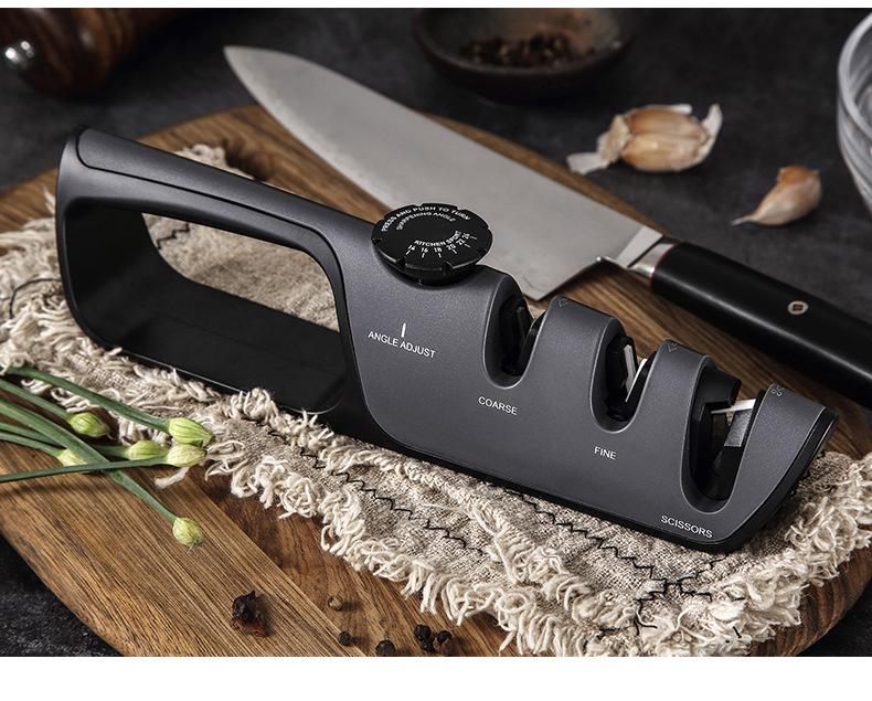 Adjustable Kitchen Knife Sharpener, Manual Tungsten Steel Sharpener, Fast Household Knife Sharpening Tool