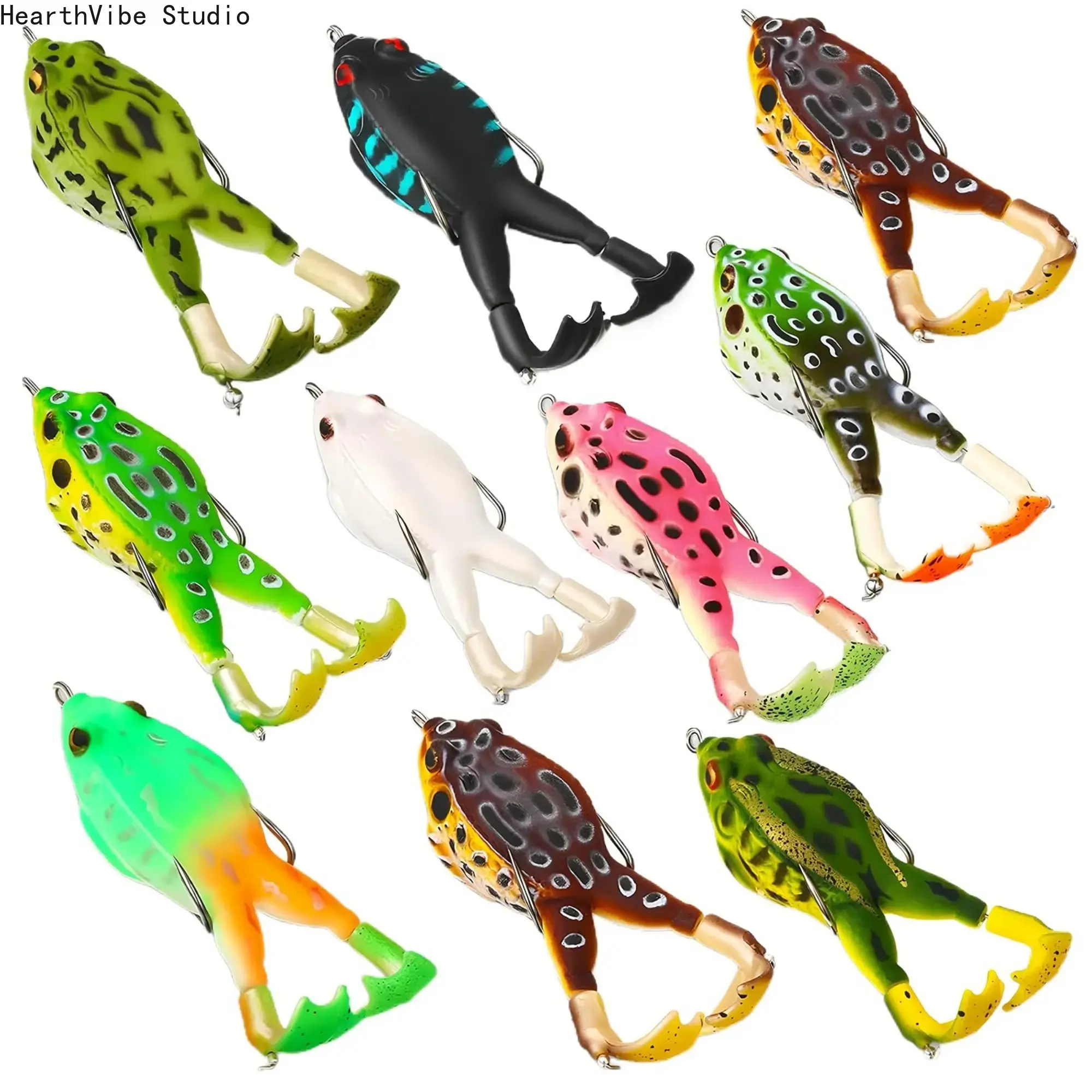 2026 New Topwater Frog Fishing Lures - 3-10pcs Silicone Floating Bait, Double Propeller Legs, Lead-Free, 3.5in/13g Multi-Jointed Realistic Tackle for Bass, Snakehead
