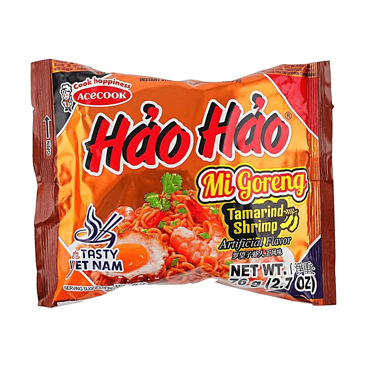 4 Pack Acecook Vietnam Hao Hao Mi Goreng Tamarind Shrimp Noodles 2.68 oz Each - Quick Meal Vietnamese Ramen