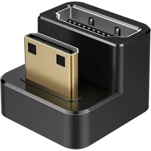 2 Pack (Short Side Inward) 180 Degree Angled Mini HDMI Male to HDMI Female Adapter, U-Shaped 4K@60HZ Converter Coupler Connector Extender for Portable Display Monitor Accessories, Black