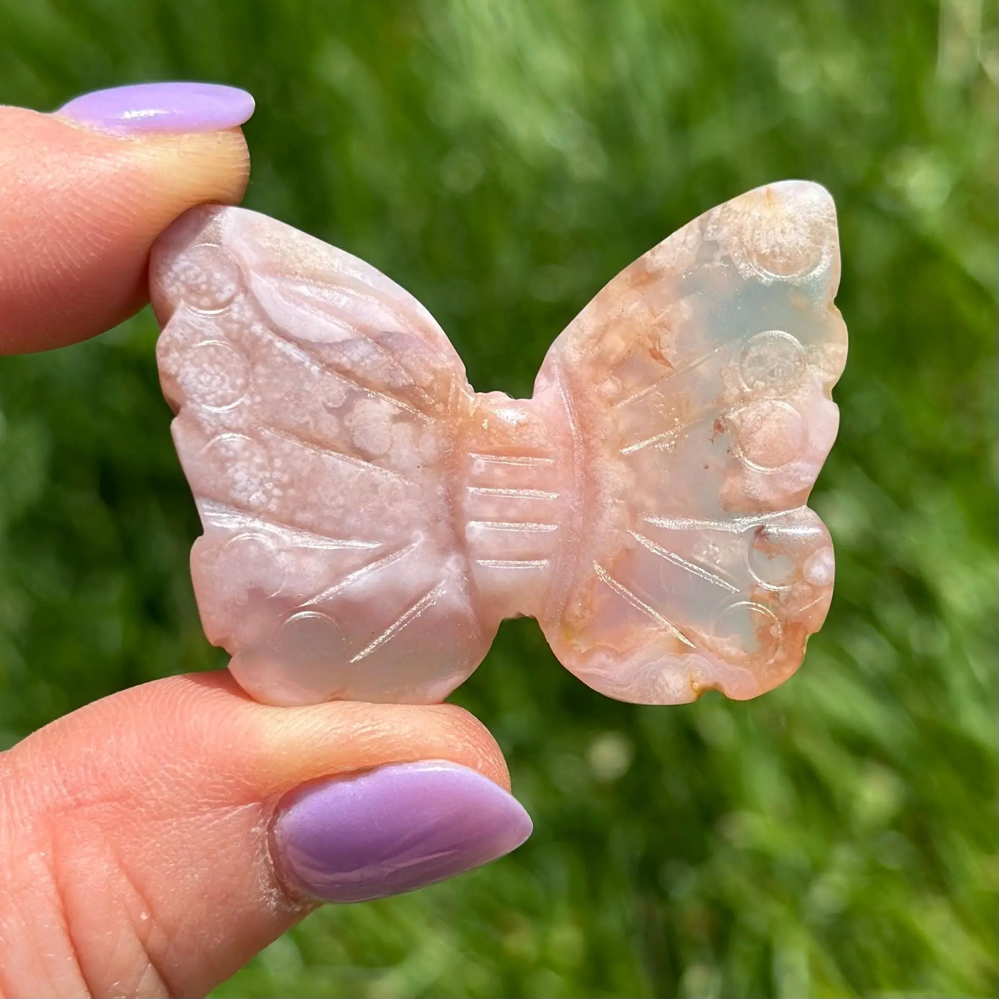 Flower Agate Butterfly - Polished Stone Figurine